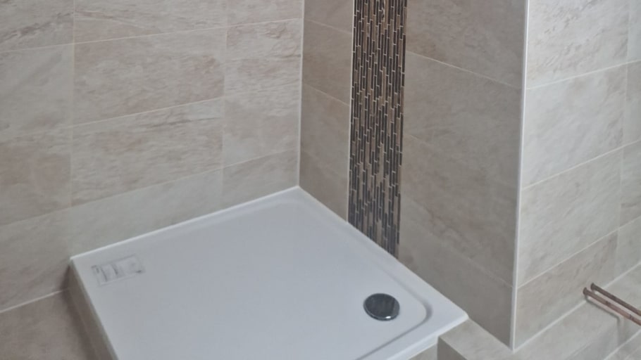 Stilvolle Dusche und Duschwanne in moderner Gestaltung